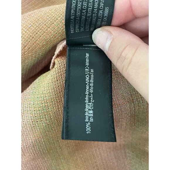 Zara Womens Midi Linen Skirt A-Line XS Pink Tan Plaid Drawstring 4043/077 NWT - Picture 9 of 15